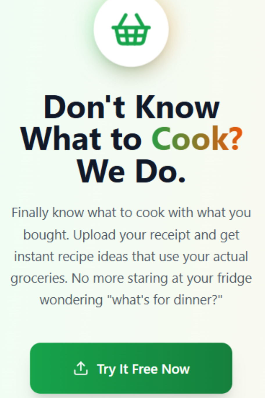 Don't Know What To Cook App Interface